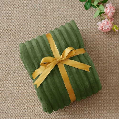 BEDELITE Ribbed Twin Blanket for Couch & Bed, Moss, 60"x80" - Image 5