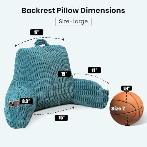 Large Reading Pillow for Sitting Up with Arms,Olive Corduroy - Image 3