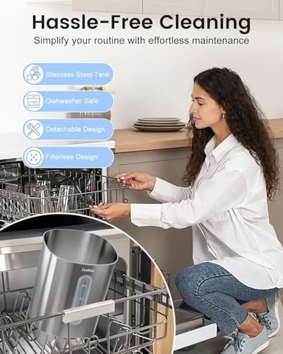 Feekaa Stainless Steel Humidifier, Easy Clean Dishwasher Safe, 4L/1Gal Cool Mist Humidifiers for Bedroom, Humidifiers for Baby, Humidifier Large Room for Nursery, Plant, Office, Living Room, Black - Image 3