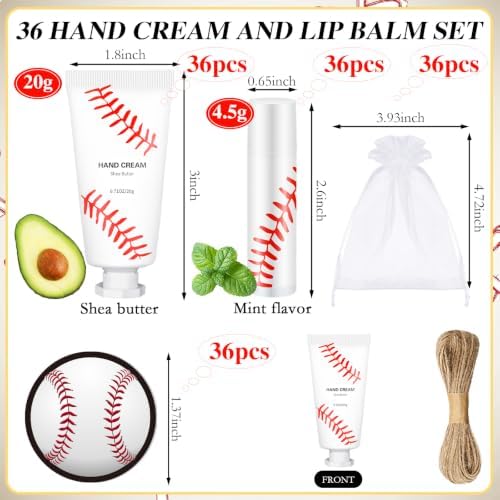 144 Pcs Baseball Lip Balm Hand Cream Party Favor Gifts - Image 2