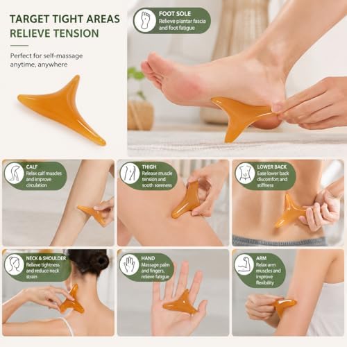 Acupressure Massage Tool Set for Neck and Shoulder Relief, Trigger Point Massager & Gua Sha Scraping Tools for Back, Muscle Tension Relief, Self Massage Kit with Travel Pouch - Image 6