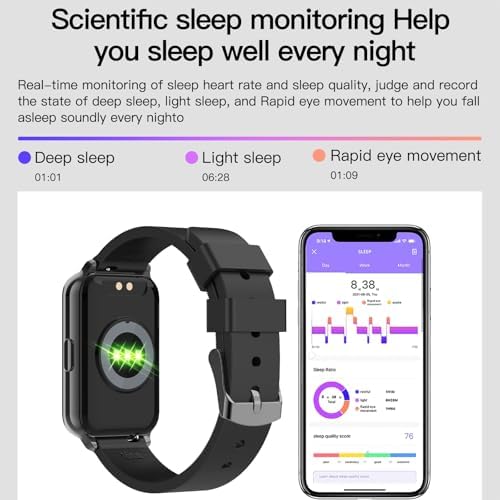Smart Watch Fitness Tracker Make/Answer calls for Women Men with Heart Rate Blood Oxygen Sleep Monitor Sports Modes Step Calorie Counter IP68 Waterproof for Android Phones iPhone (Rectangle, Black) - Image 5