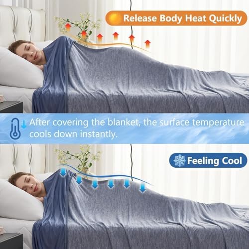 CHOSHOME Cooling Blanket for Hot Sleepers - Summer Blanket Thin Soft Lightweight Breathable Double Side Enhanced Cooling for Hot Flashes, Night Sweats, Bed, Couch (Blue, 50 x 70 inches) - Image 5