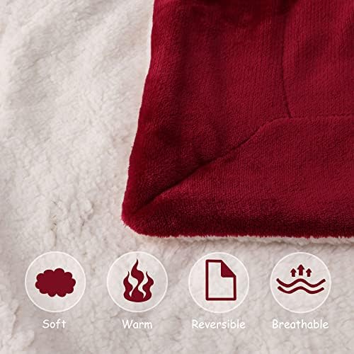 NANPIPER Baby Sherpa Blanket,Warm Toddler Throw Blanket,Soft Newborn Fleece Blanket for Winter (Wine Red,30x40 inches) - Image 5