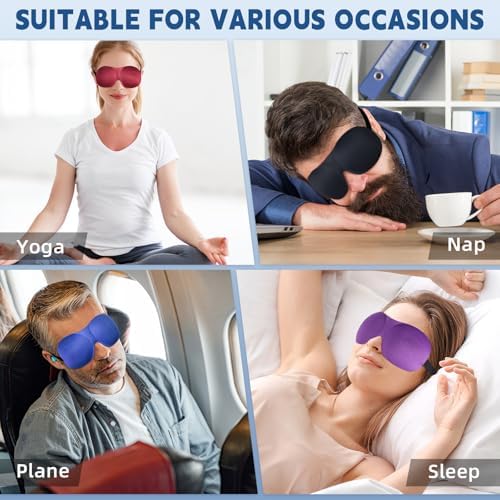4-Pack Eye Masks for Sleep with Adjustable Strap Comfortable Sleep Masks for Women and Man Night Sleep, Travel, Nap Red - Image 6