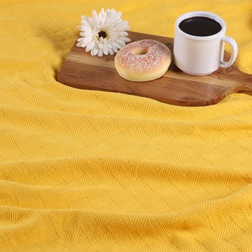 Superior Cotton Blanket Breathable All Season Comfy Bedding, King, Gold - Image 6