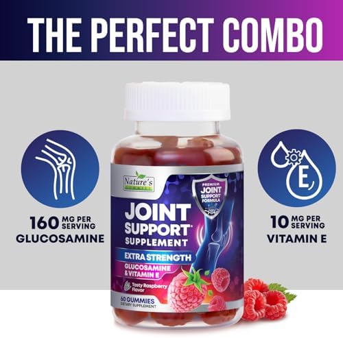 Joint Support Gummies - Extra Strength Glucosamine Gummy Supports Flexibility, Joint & Cartilage Health for Back, Knees, Hands - Natural Vitamin E for Immune Support for Women & Men - 60 Gummies - Image 3