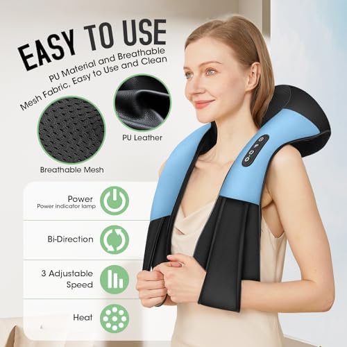 AERLANG Fathers Day Dad Gifts Neck Massger,Shiatsu Neck and Back Massager with Heating Neck and Shoulder Massager Deep Kneading Pillow for Massage Use Gifts for Women Men Dad Mom - Image 3