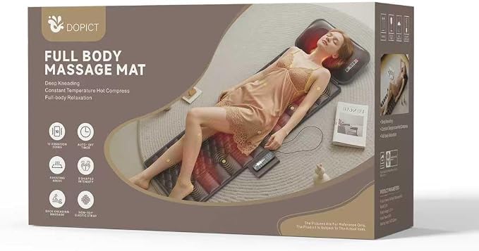 Massage Mat, Detachable Neck Massager, Full Body Vibration Heating, Massage Pad with 10 Vibrating Motors and 9 Speed Settings for Home Office Use, Gift for Men Women Parents,Brown - Image 7