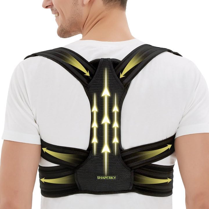 SHAPERKY Posture Corrector for Women and Men - Adjustable Upper Back Brace - Breathable Back Support straightener - Providing Pain Relief from Lumbar&Shoulder XL by SHAPERKY