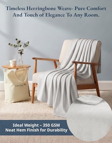 LANE LINEN Couch Blanket Queen, 350 GSM 100% Cotton Medium Weight - Image 3