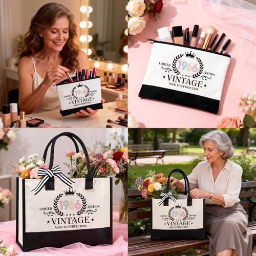 60th Birthday Gifts for Women, Vintage 1966 Birthdays Gift For Her, Cool 60 Year Old Birthday Gifts Set For Mom Wife Sister Friends Coworkers, Unique Gift Ideas With Tumbler Greeting Card Tote Bag - Image 5