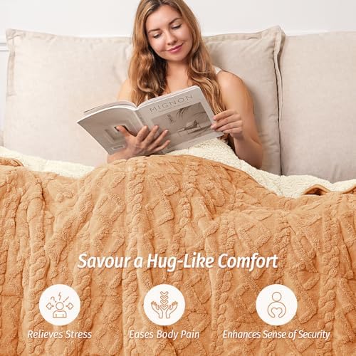 Wemore Soft Weighted Blanket for Adults 20 lbs 60" x 80" Orange-Yellow - Image 4