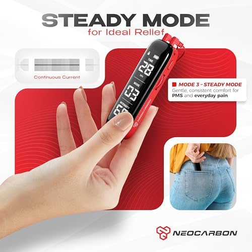 NEOCARBON TENS Unit Muscle Stimulator Slim for Pain Relief, Red - Image 2