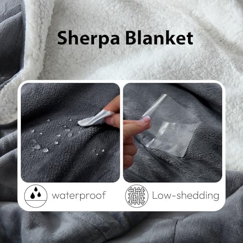 NANPIPER Sherpa Blanket Twin Size for Couch, Warm and Lightweight Throw, Soft Fuzzy Plush Fleece for Winter, Castlerock Grey 60x80 Inches - Image 4