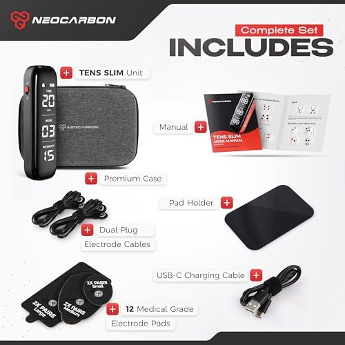 NEOCARBON TENS Unit Muscle Stimulator Slim for Pain Relief, Black - Image 4