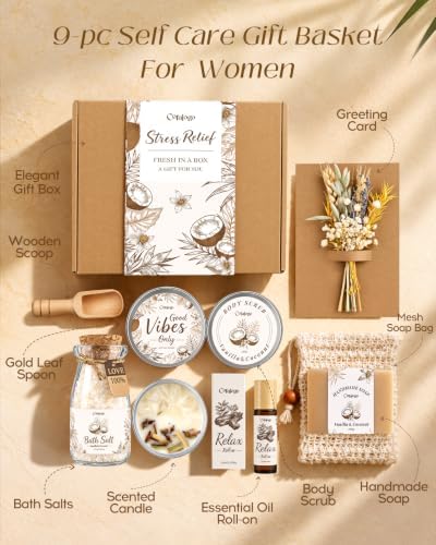 Natural Spa Gift Basket for Women, Coconut Vanilla - Image 2