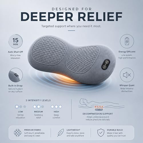 Smooth Back Massager with Heat, Spine Triple Fusion Lumbar Support Cushion - Image 3