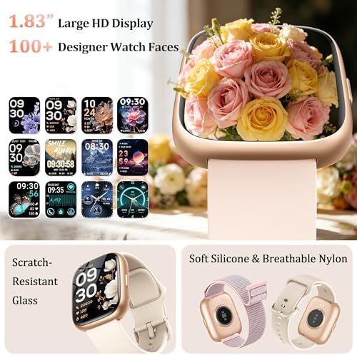 Smart Watch for Women Men, 2026 Upgrade Smartwatch [2 Bands, 44mm case], 1.83" Fitness Tracker Watch Alexa Built-in, Make/Answer Call, HR Sleep Stress Monitor, IP68 Waterproof Step Counter Watch - Image 3