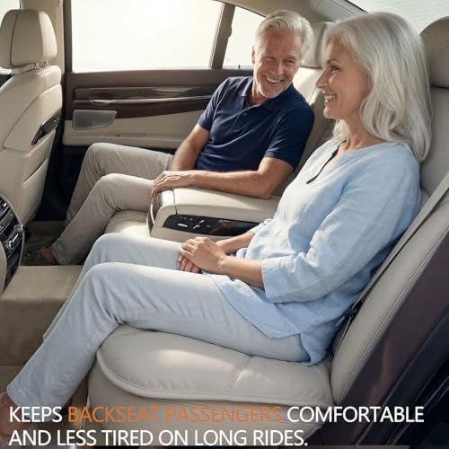 A leather rear seat cushion specially designed for cars - made by hand - can relieve pain in the buttocks, pressure points, and sciatic nerve. | Rear seat cover (Off White, Rear Seat Cushion) - Image 2