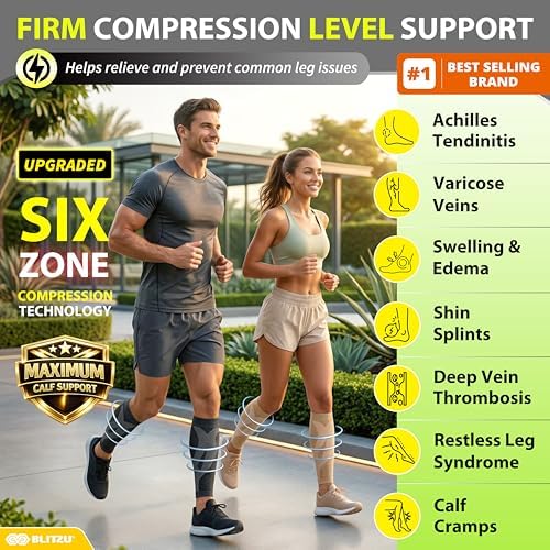 BLITZU Calf Compression Sleeves, Footless Compression Socks for Men & Women - Image 2
