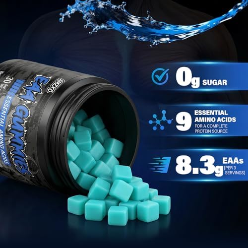 EAA Gummies - 2:1:1 BCAA Formula (8300mg) - Essential Amino Acids for Muscle Recovery & Endurance - Non-GMO, Gluten Free, Sugar Free, Vegetarian, Blue Raspberry Flavor - 90 Count - Image 2