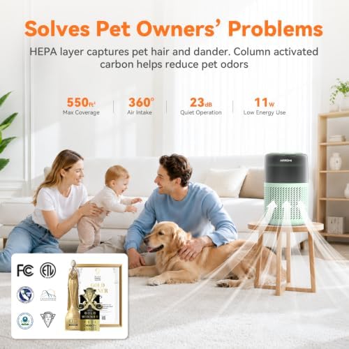 AIRROMI HEPA Air Purifier for Bedroom&Home,Pet Air Purifier for Home,Removes Pet Odor,Cat Litte Smell,Dust,Quiet Room Air Purifier with Scents,360°Air Cleaner,A2005 Fresh Turquoise - Image 3