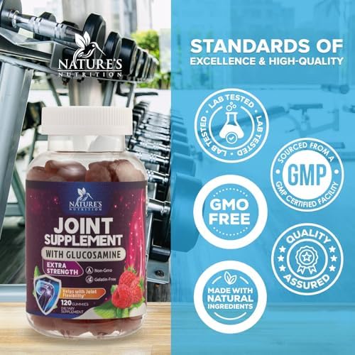 Joint Support Gummies - Glucosamine Plus Vitamin E Nature's Joint Support Supplement for Occasional Discomfort for Back, Knees & Hands - Cartilage & Joint Health & Flexibility Support - 120 Gummies - Image 4