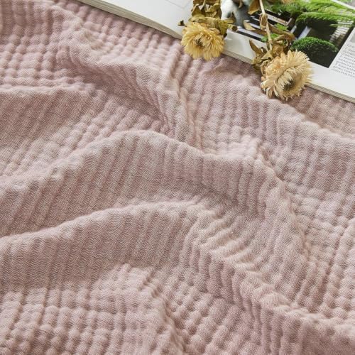 EMME Cotton Muslin King Blanket Breathable Gauze Soft Lightweight Blankets Adults Gifts for Women (Heather Dusty Pink, 108"x90") by EMME