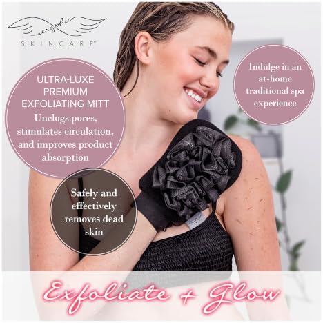 Ultra-Luxe Korean Exfoliating Mitt, Body Exfoliator & Mesh Shower Gloves - Image 2
