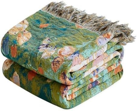 MSGKV Boho Throw Blanket 60"x80" Cotton Floral Twin Blanket for Bed & Couch by MSGKVHomeTextiles