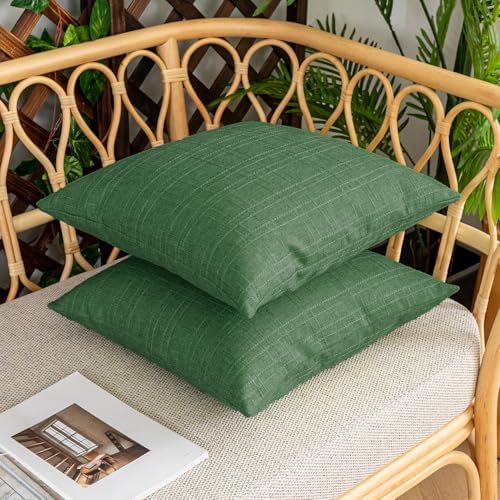 Kevin Textile Outdoor Waterproof 20”x20” Pillow Covers 2 Pack, Dark Green - Image 7
