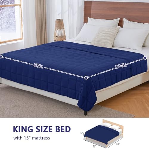 yescool Weighted Blanket for Adults (25 lbs, 88” x 104”, Blue) Cooling Heavy Blanket for Sleeping Perfect for 240-260 lbs, King Size Breathable Blanket with Premium Glass Bead - Image 2