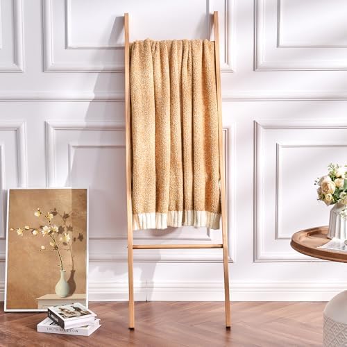 CozeCube Reversible Knitted Throw Blanket, Orange White Melange 50"x60" - Image 7