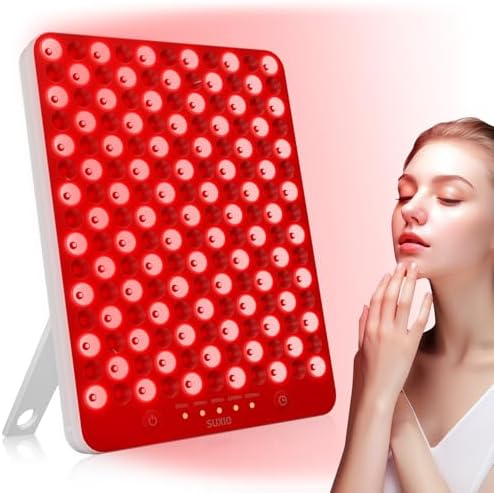 SUXIO Red Light Therapy lamp - 165 LED Red Light Therapy Panel for Face & Body, Portable Deep 660nm - 850nm Near Infrared Light Therapy Device with Eye-Patch, White by SUXIO
