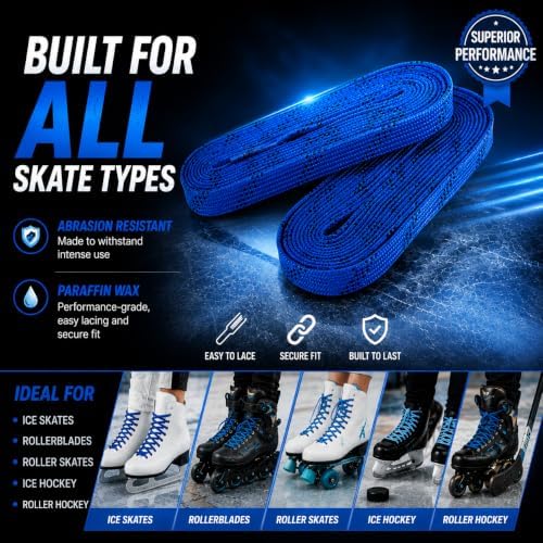 Rollerex Gladiator Waxed Skate Laces (Multiple Size & Color Options) - Quad, Ice, Roller, More - Image 3