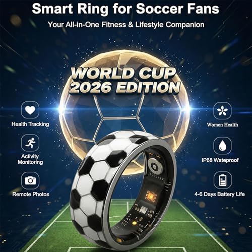 Smart Ring for Women, Soccer Inspired Design (Black,9#) - Image 3