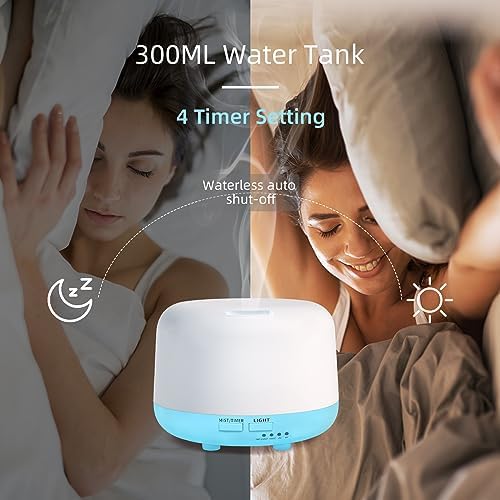 Marchred 300ML Essential Oil Diffuser with Remote Control, 7 LED Color Changing Light, 8 Hour Cool Mist Fragrance Air Humidifier - Image 6