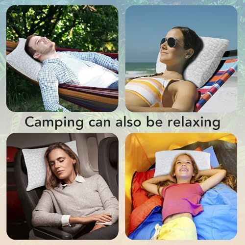 Cooling Pillow Camping Size 1 Pack, Adjustable Bed Pillows for Sleeping, Small Shredded Memory Foam Pillow for Backpacking Hiking, Airplane, Medium Firm Camping Travel Pillow with Washable Cover - Image 5