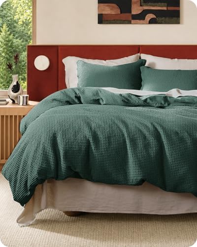 Bedsure PureWoven 3 Pieces 100% Cotton Waffle Weave Duvet Cover Set, King by Unknown