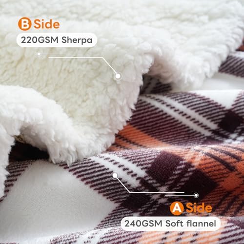 Gracelife Sherpa Fleece Throw Blanket for Couch, Fluffy Plush Warm Fuzzy Blanket for Women and Men, Cozy Thick Soft Twin Blanket for Bed (Orange-2, 60"*80") - Image 5
