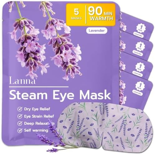LANNA Heated Steam Eye Mask, Disposable 120 Minutes, Lavender Scent, 5 Pcs by steameyemask