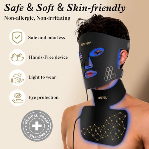 Red Light Therapy for Face and Neck, 850nm Infrared & Red Light Mask, 4 Modes LED Face Mask Light Therapy with Neck Masks, 2600mAh Rechargeable Portable Skincare Device at Home & Travel - Image 5