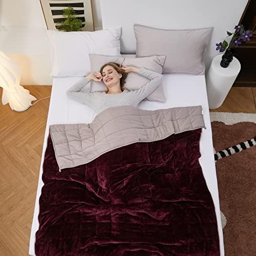 Satwip Weighted Blanket 20lbs Queen Size Fuzzy Warm Flannel Throw Blanket with Soft Breathable Sanded, 60 x 80 inches, Red Pink - Image 6