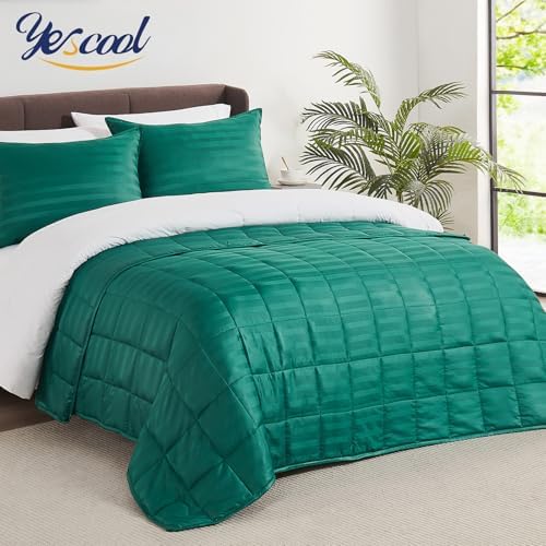King Size Weighted Blanket for Adults (20 lbs, 80” x 87”, Glossy green Stripes) Heavy Blanket for Sleeping Perfect for 190-210 lbs, Breathable Blanket for Adults & Couple All Season, Machine Washable - Image 5