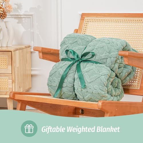 Wemore Weighted Blanket for Adults Twin Size 12 lbs 48" x 72" Sage Green - Image 6