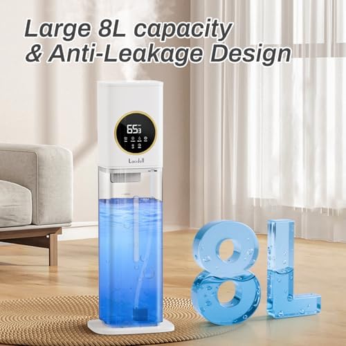 Humidifier Large Room, 2.1Gal/8L Humidifiers for Bedroom Home with Essential Oil Diffuser, Top Fill Whole House Cool Mist Humidifiers for Plants Baby Kids Adults Office, White - Image 3