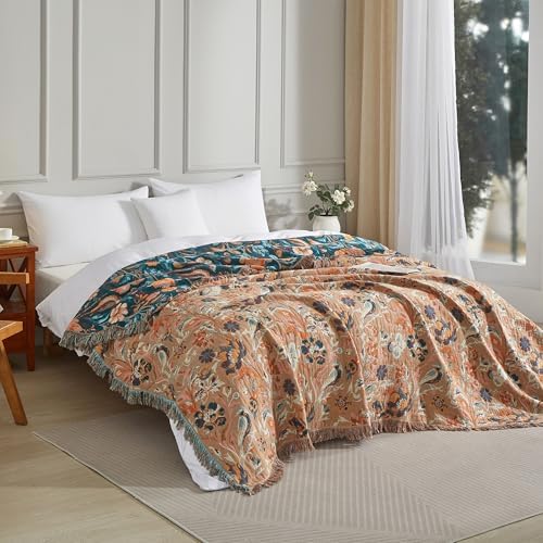 Boho Throw Blanket for Bed 90”x98”, 100% Cotton Blanket for Couch Sofa - Image 3