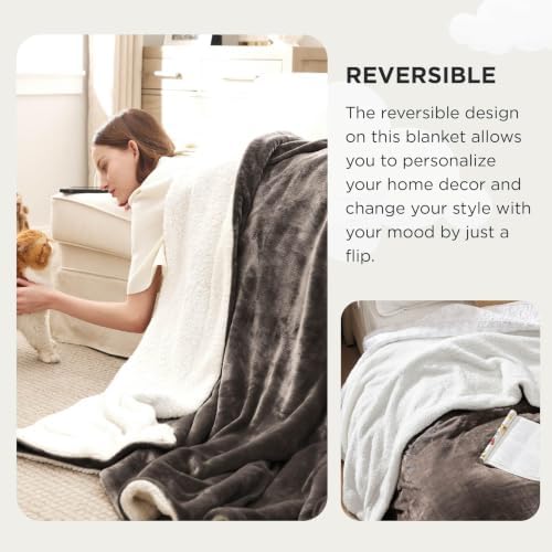 Bedsure GentleSoft Sherpa Fleece Cal King Blankets for Bed, Non-Heated, Thick and Warm Oversized Throw for Women and Men, Soft Fuzzy Plush Large Blanket for Winter, Brown, 112x98 Inches - Image 5