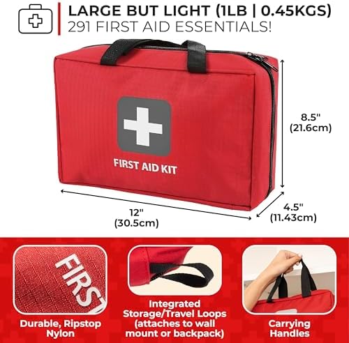 Thrive Home Essentials First Aid Kit (291 Pieces) - First Aid Bag with Multi-Sized Bandage, Gauze, Wipes, Scissors, Gloves, Tape, Ice Pack and More - Image 3